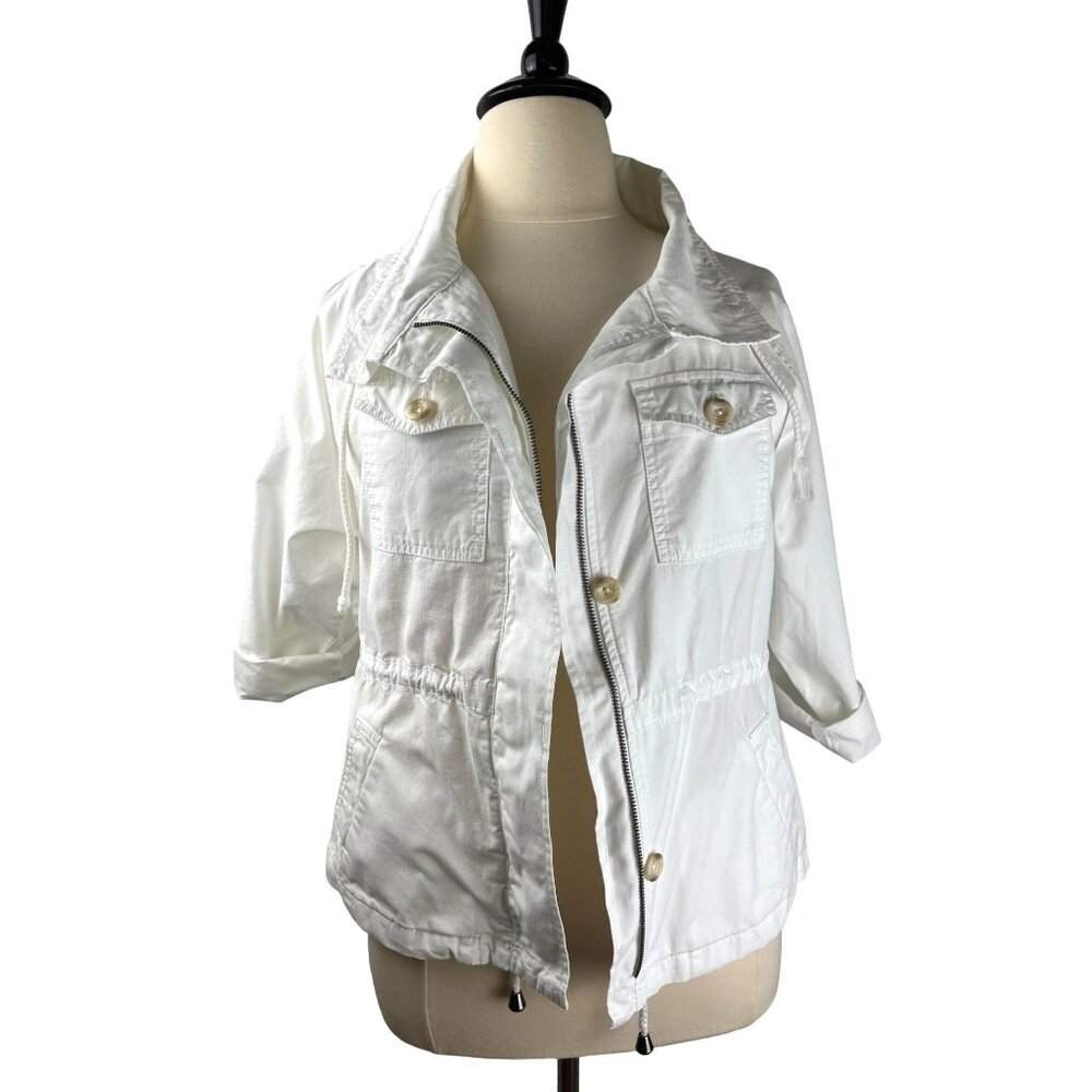 VTG Coastal Fisherman GAP White Short Trench Summer Jacket, Women's Medium